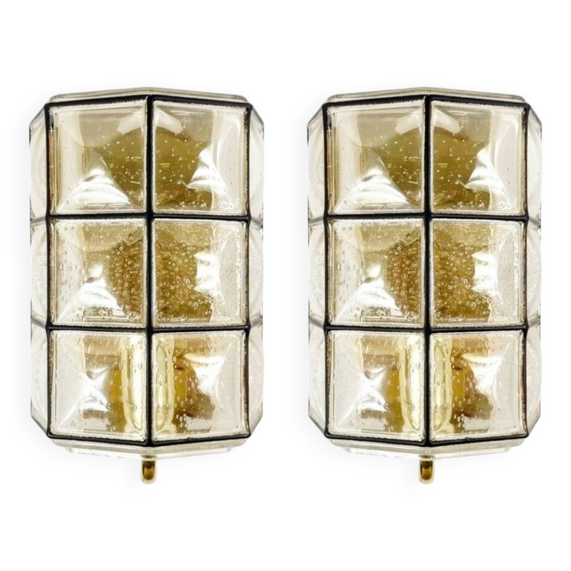 Pair of Mid-Century Bubble Glass Wall Lights/Sconces from Limburg, Germany, 1960s