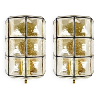 Paire d'appliques en verre bullé de Limburg, Allemagne années 1960