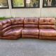 Modular brown leather canapé from Cognac, Italy, 1970.