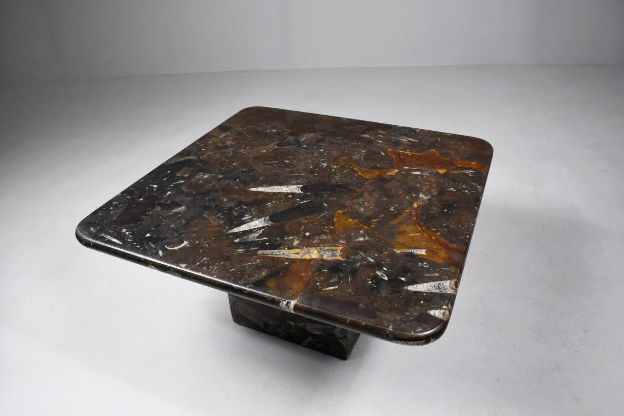 Petite table basse vintage fossilisée, années 1970