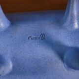 Long blue ceramic signed Atelier Mornac 1950s