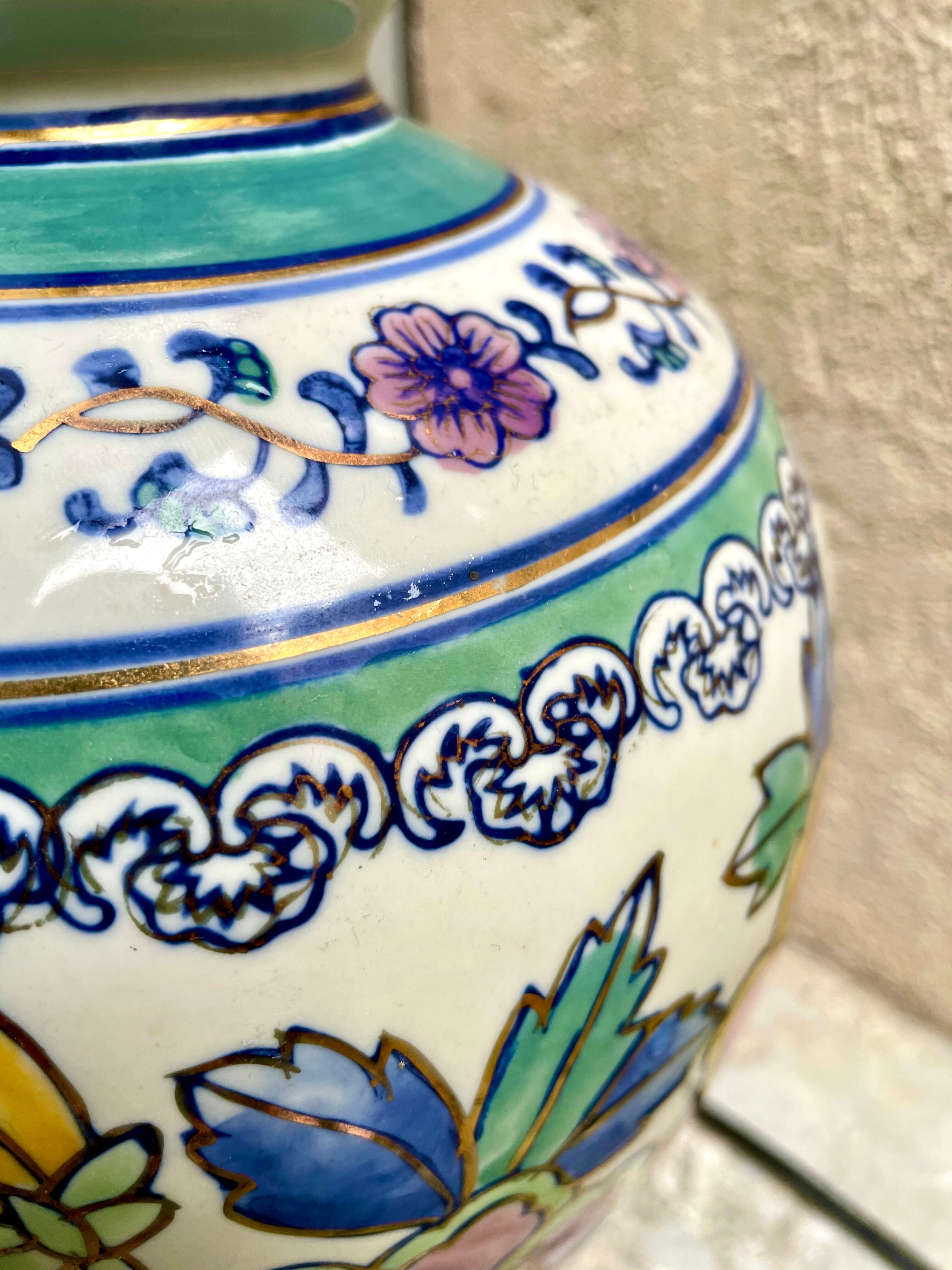 Vintage lamp foot, hand painted