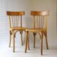 2 chaises bistro par Luterma blondes, 1950, barreaux en éventail