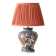 Dutch chinoiserie table lamp in polychrome Delftware, Makkum, with a new coral silk shade