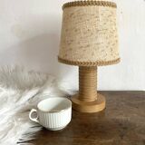 Vintage lamp with turned wooden base 30cm