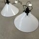 2x vintage white metal pendant lamps – 1980s