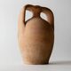Vintage terracotta amphora vase from the 1930s, handcrafted Italian jug with two handles, fine linear decoration, rustic decoration, gift idea.