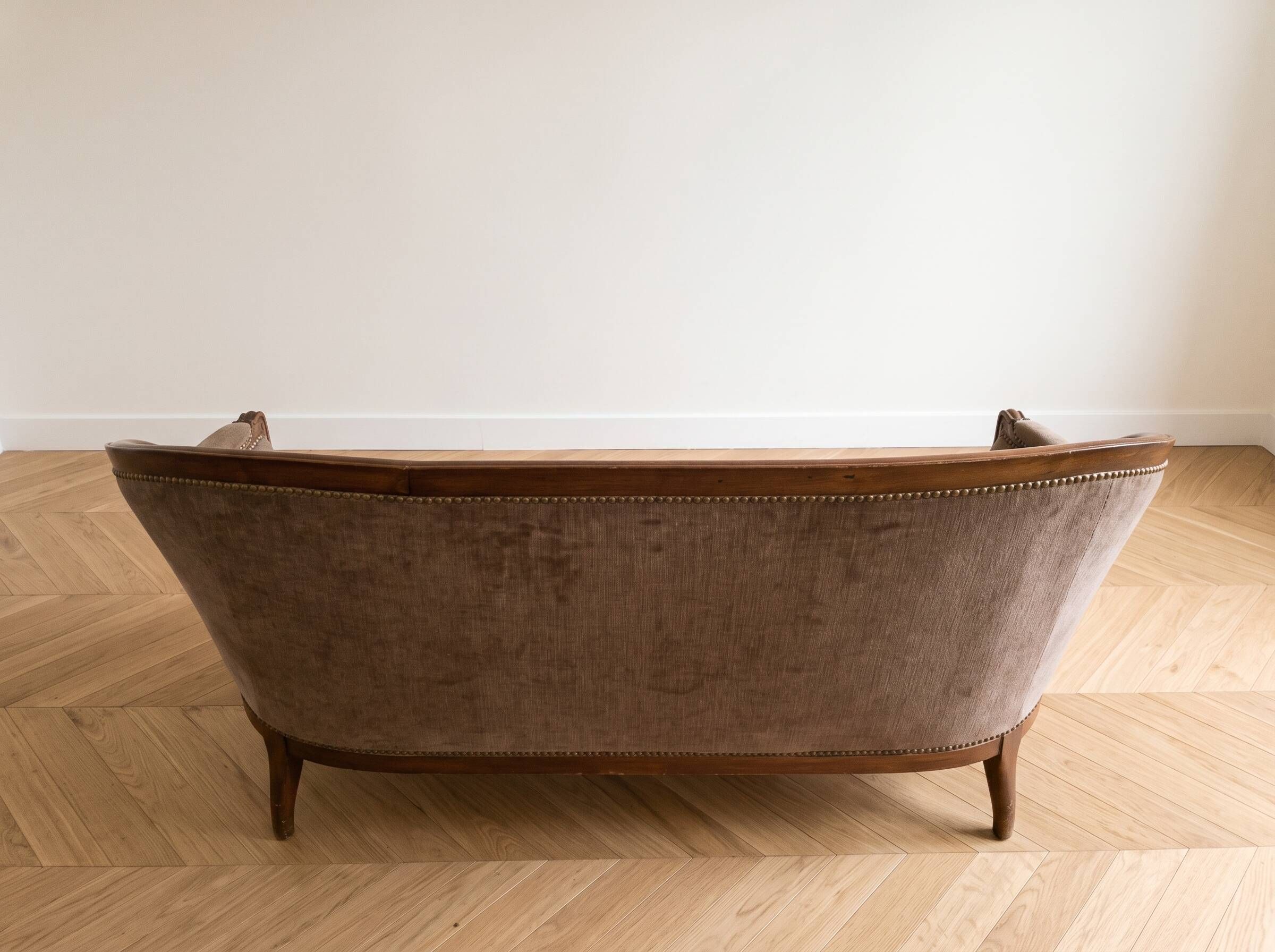 Louis XV basket canapé in brown fabric