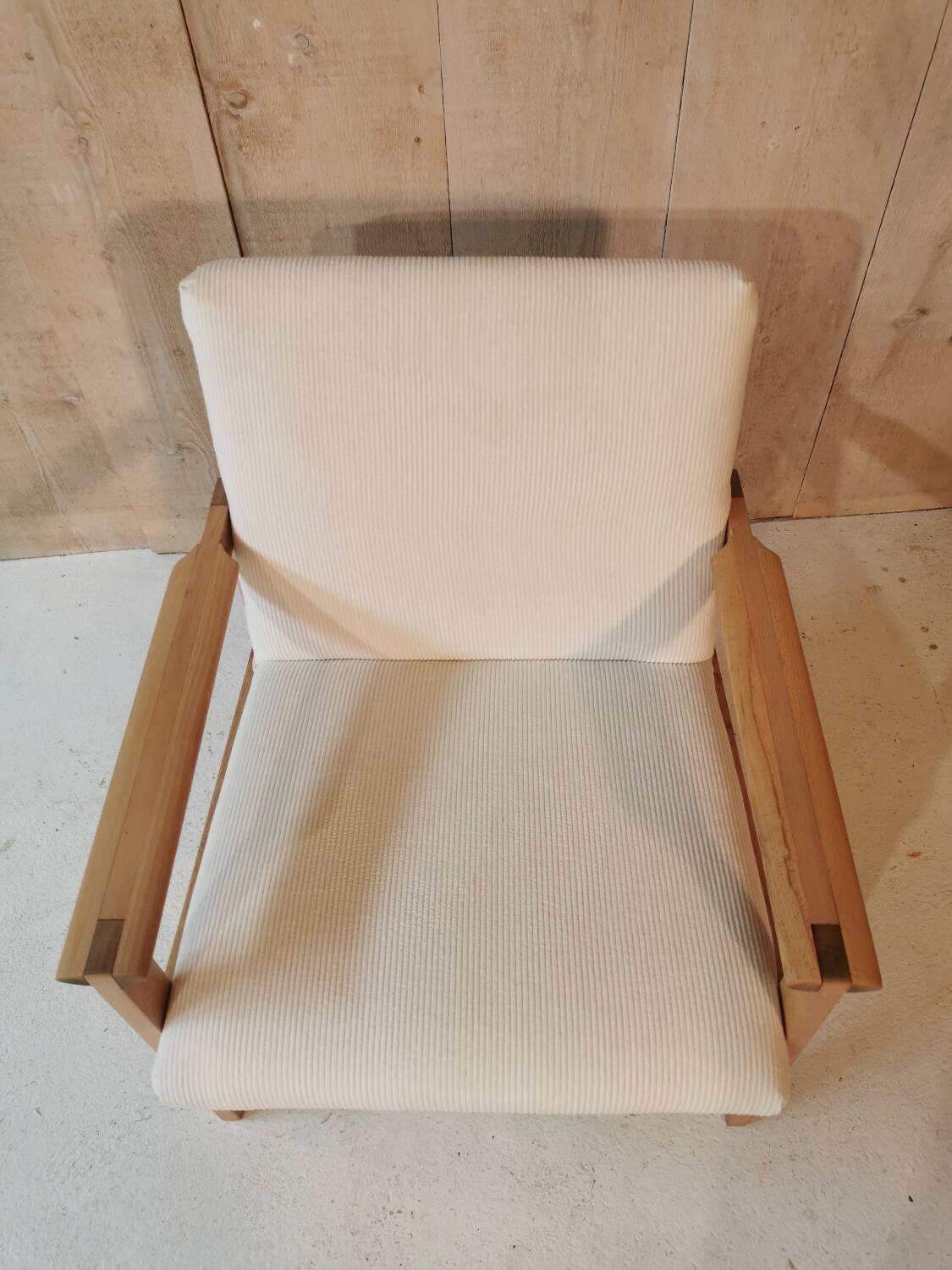 Fauteuil velours ivoire