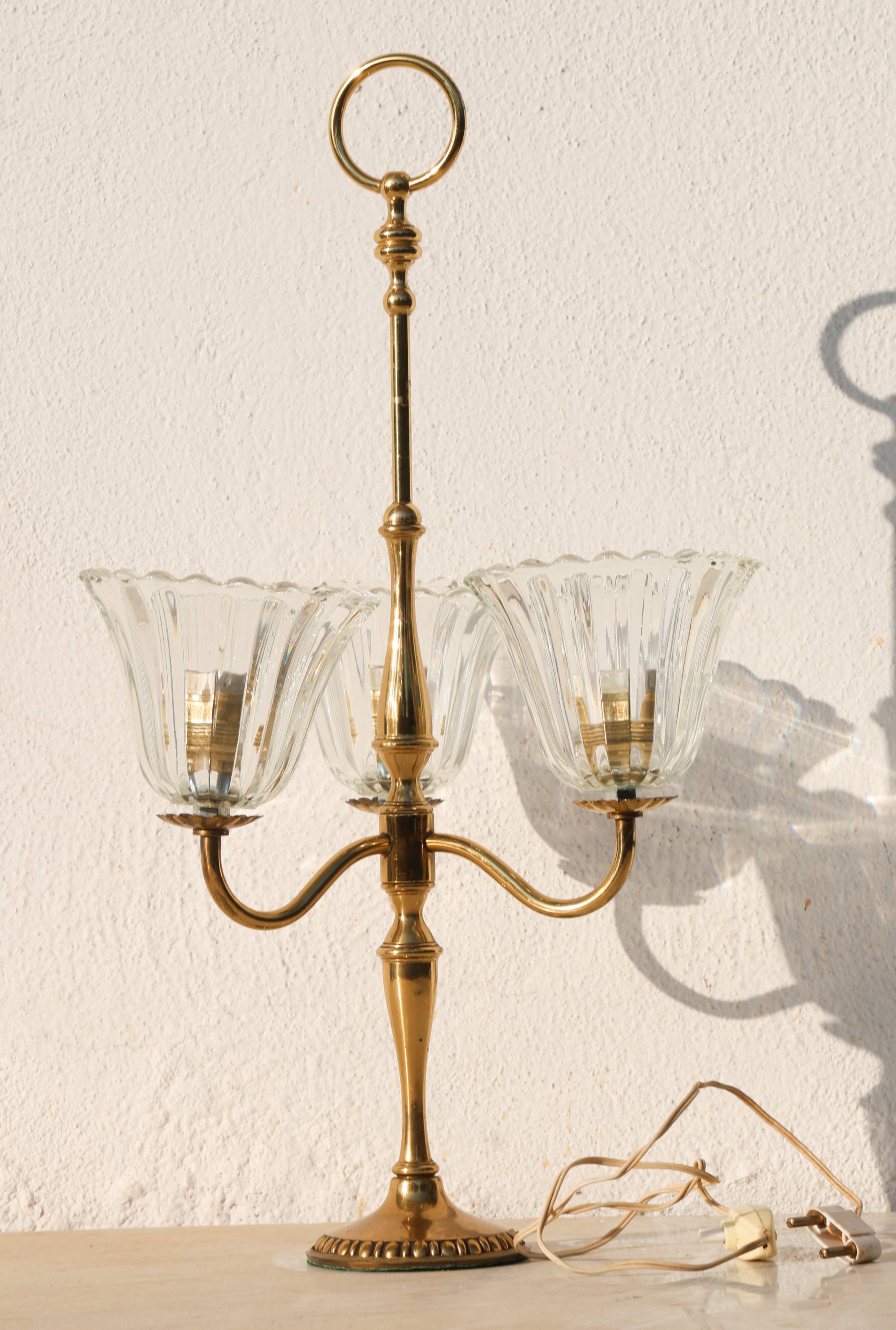 Large Size Art Decò Murano Glass Table Lamp, 1940