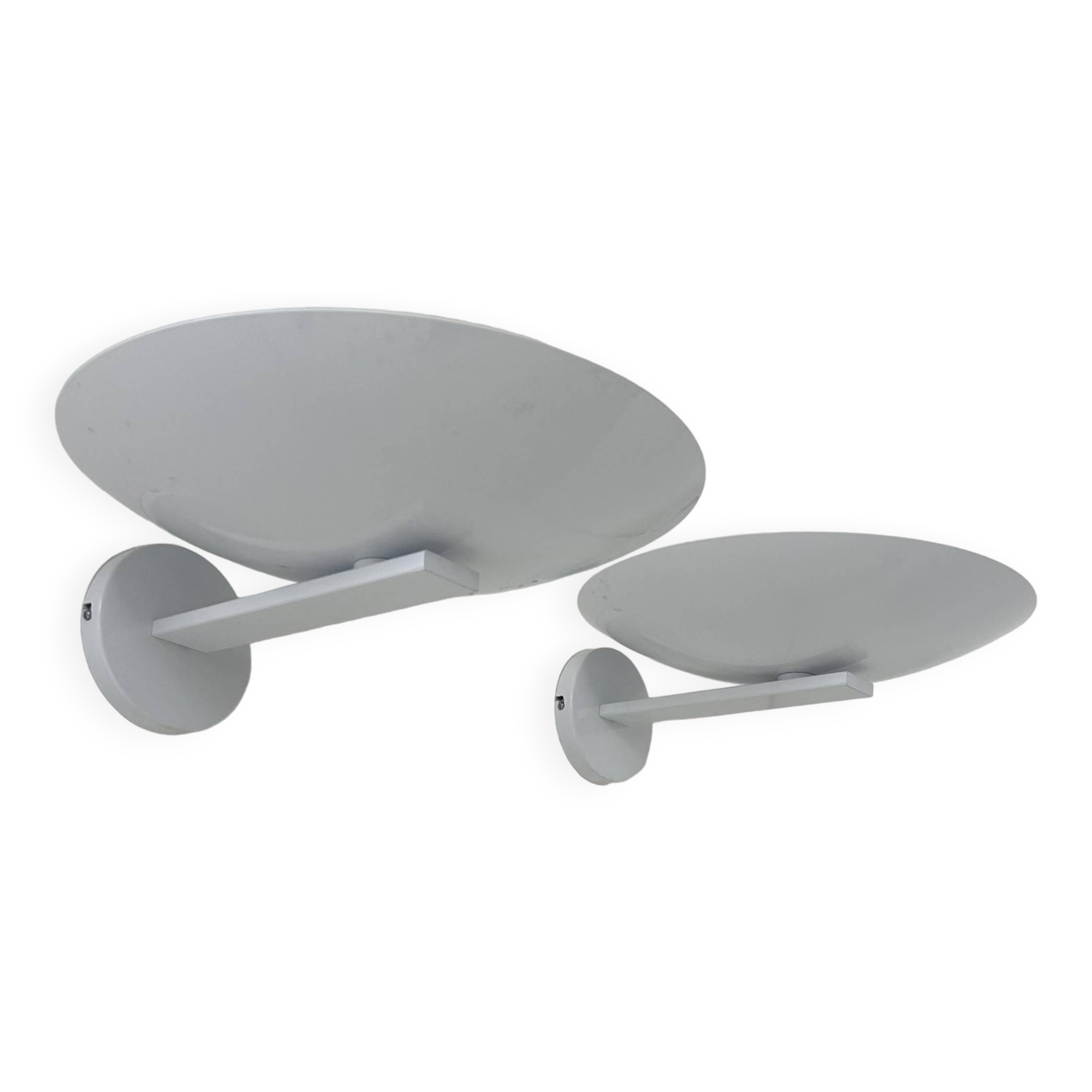 Pair of vintage wall lights, white lacquered metal, France 1970