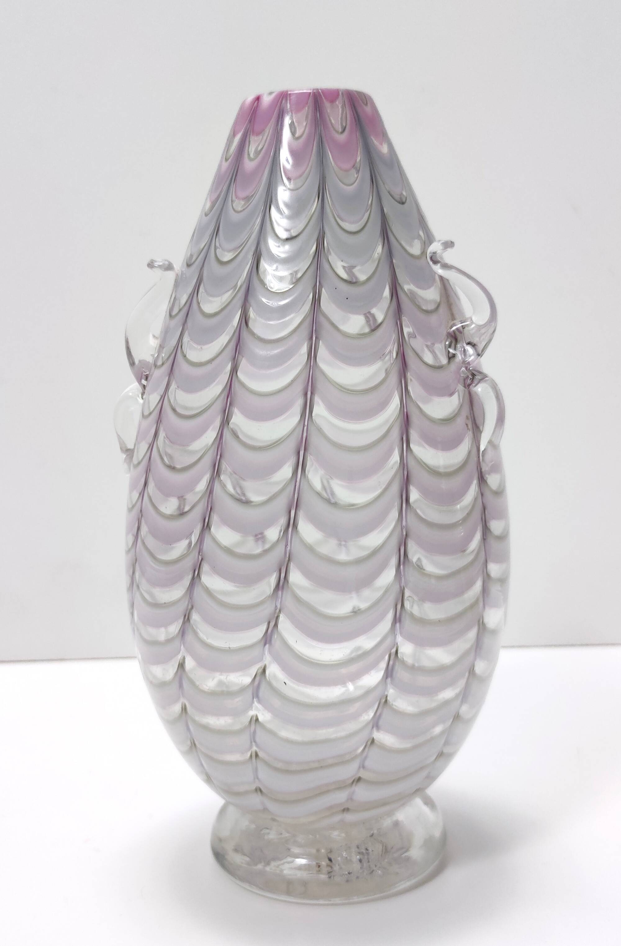 Lilac and Transparent Murano Glass Vase by Alberto Donà, Italy