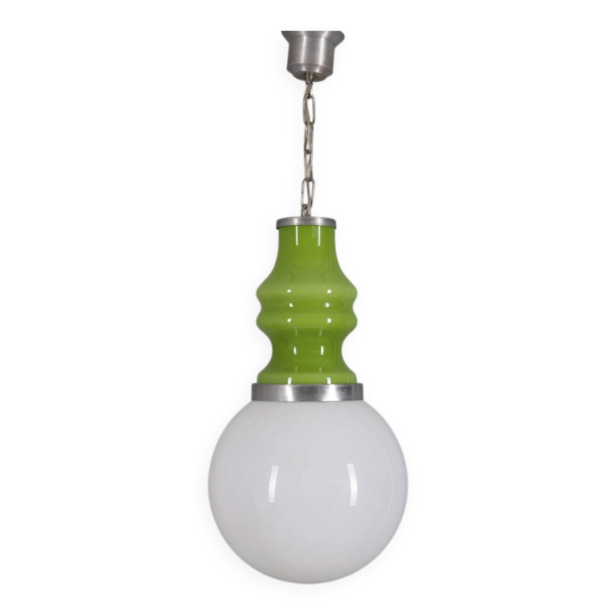 Chandelier en verre vert vintage des années 1970 avec un design d'ère spatiale