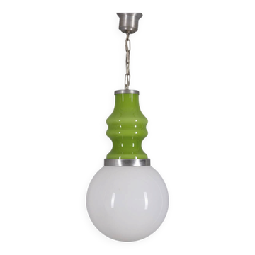 Vintage 1970s Green Glass Chandelier with a Space Age Design