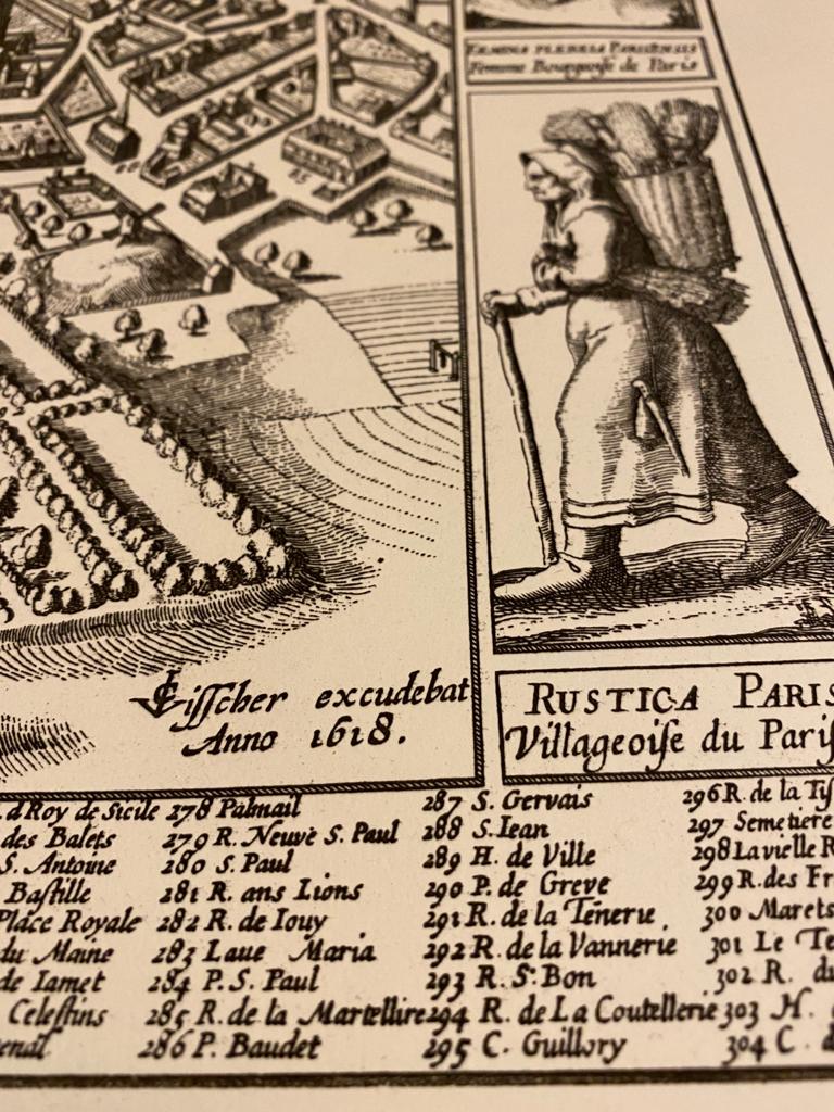 Map plan engraving of Vintage Paris