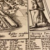Map plan engraving of Vintage Paris
