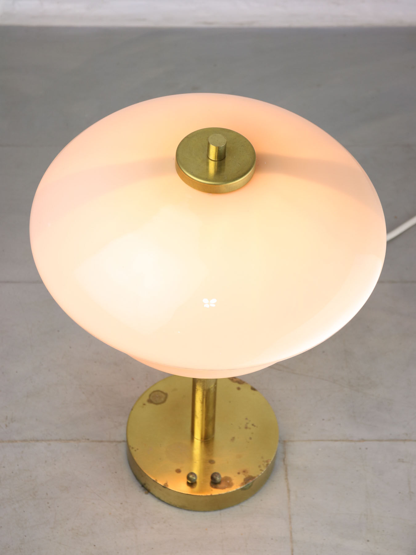 Mid-century brass & glass table lamp