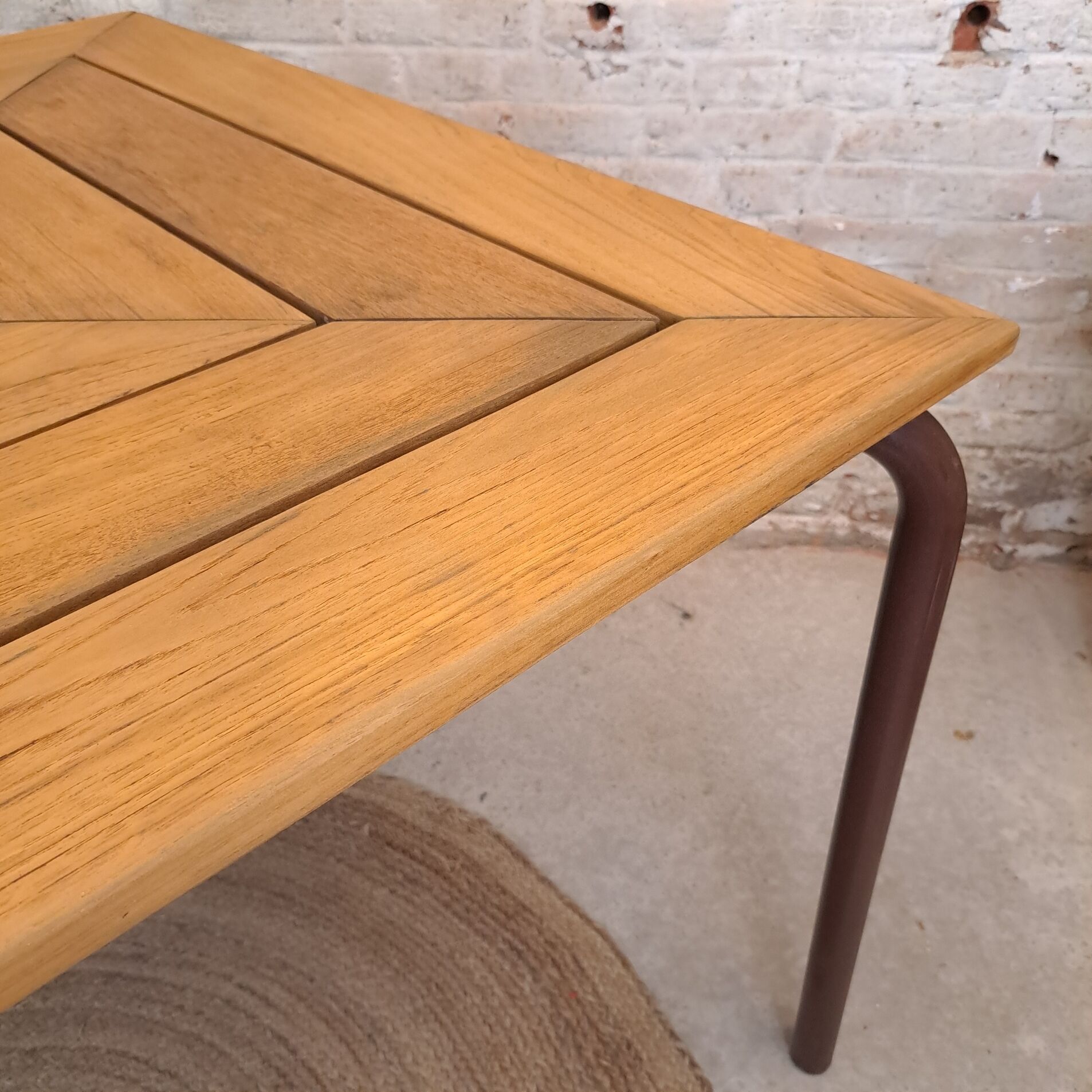 Square wooden metal table