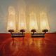 Pair of double wall lights in glass and blue lacquered metal, 1950s-60s