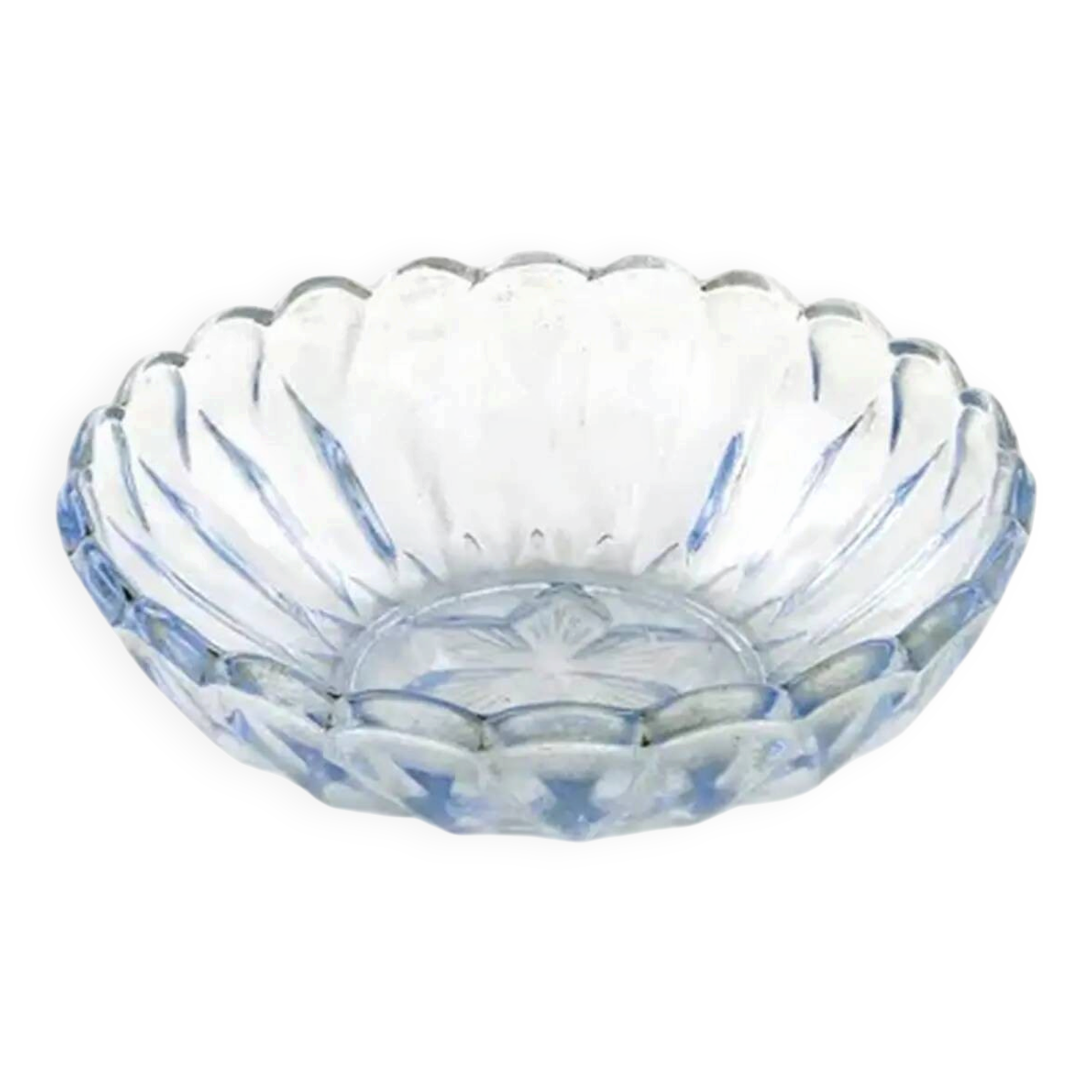 Art Deco bowl, blue glass, Poland, 1950s