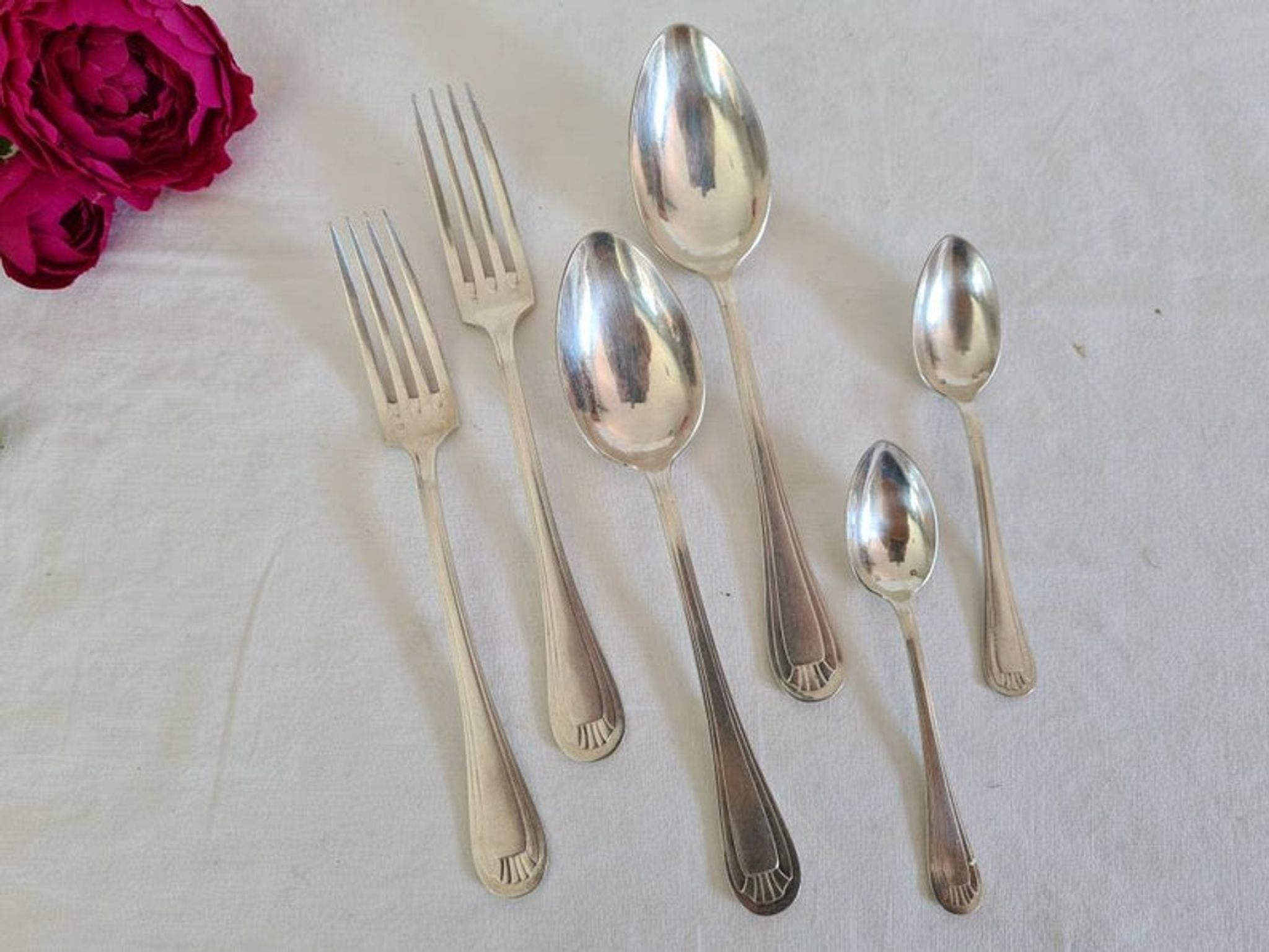 Housewife old cutlery in silver metal X12 people