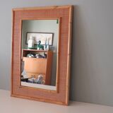 Italian wall mirror vintage vera dal in bamboo and cane