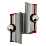 Space age aluminium with orange inside wall lamp sconce , 1970s