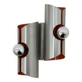 Space age aluminium with orange inside wall lamp sconce , 1970s