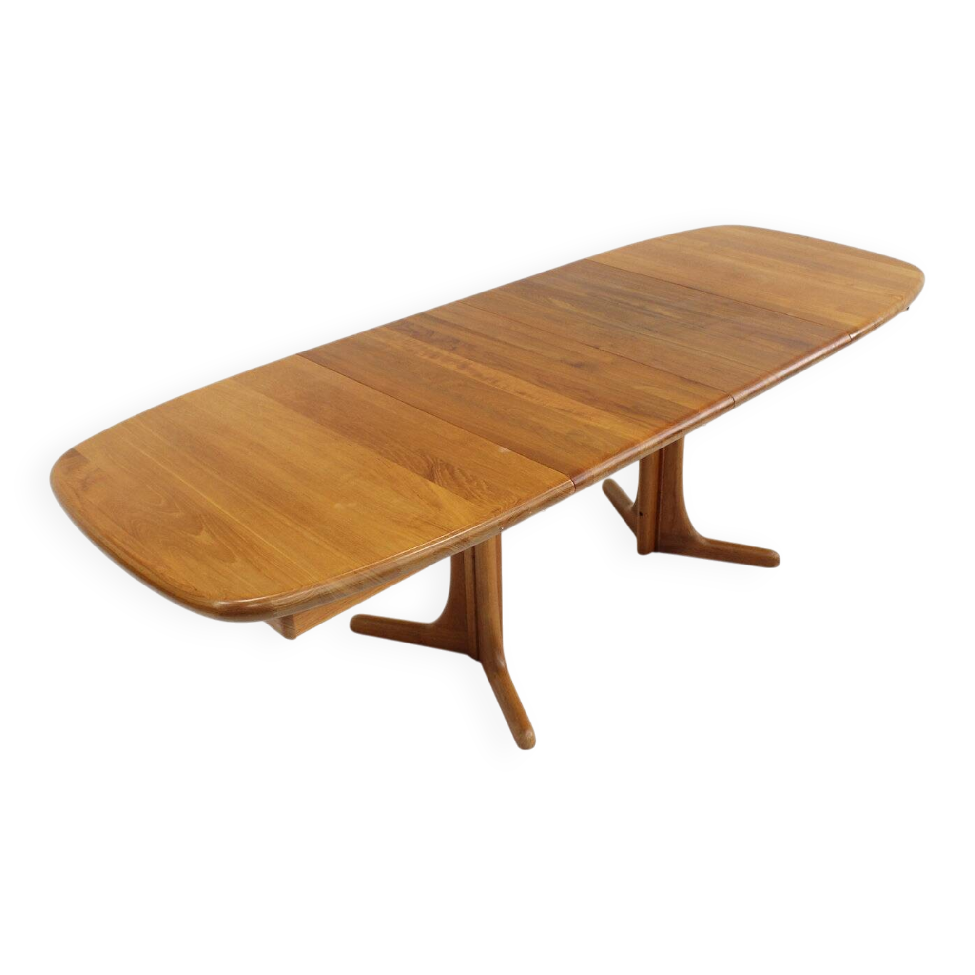 Vintage Danish oval extendable dining table solid teak 1960s