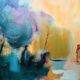 Grande huile sur toile contemporaine