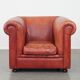 English Chesterfield club chair in light red cowhide leather