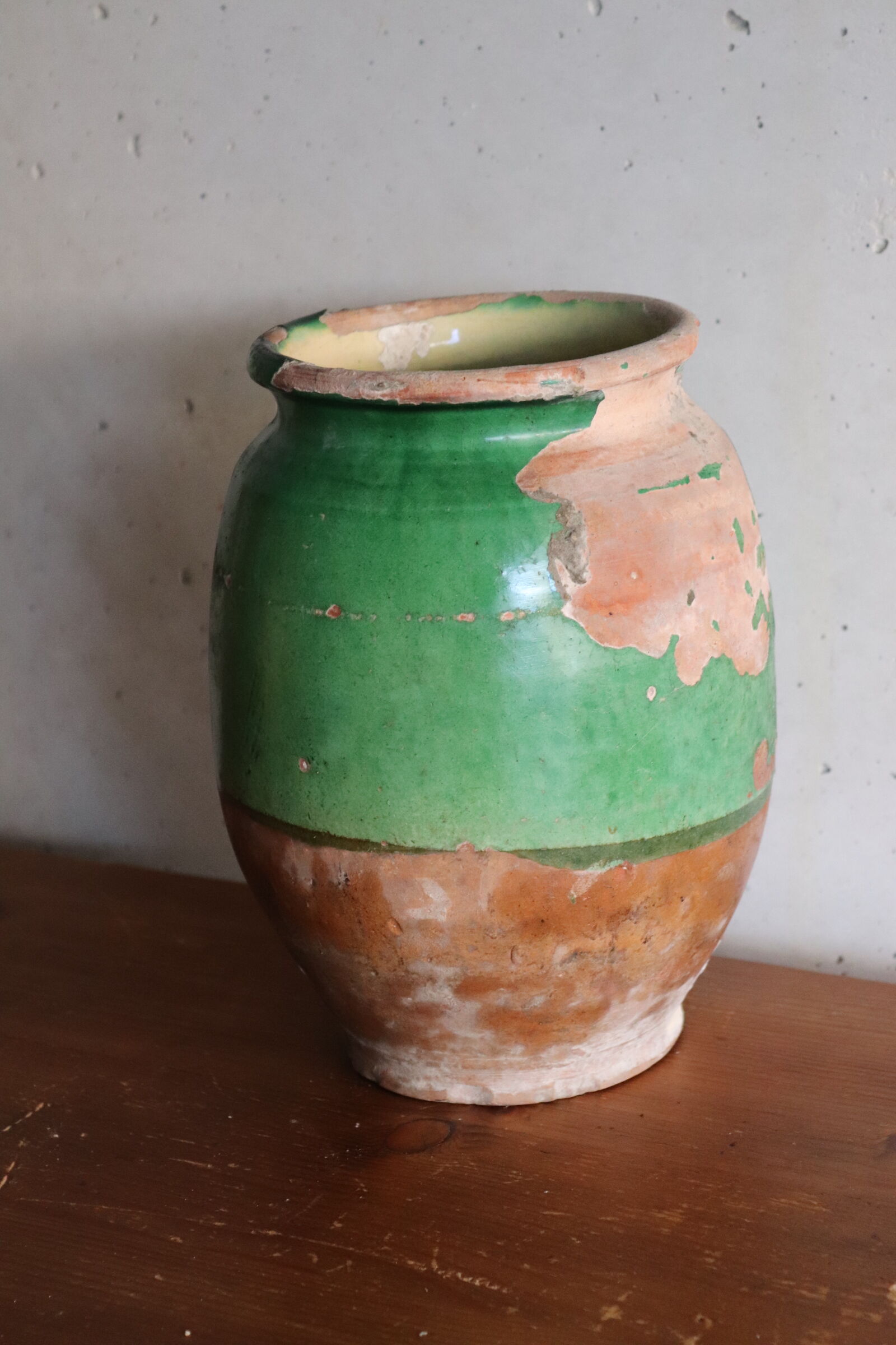 Green glazed terracotta confit pot