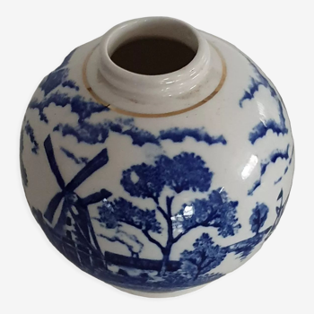 Vase boule à  motifs bleus