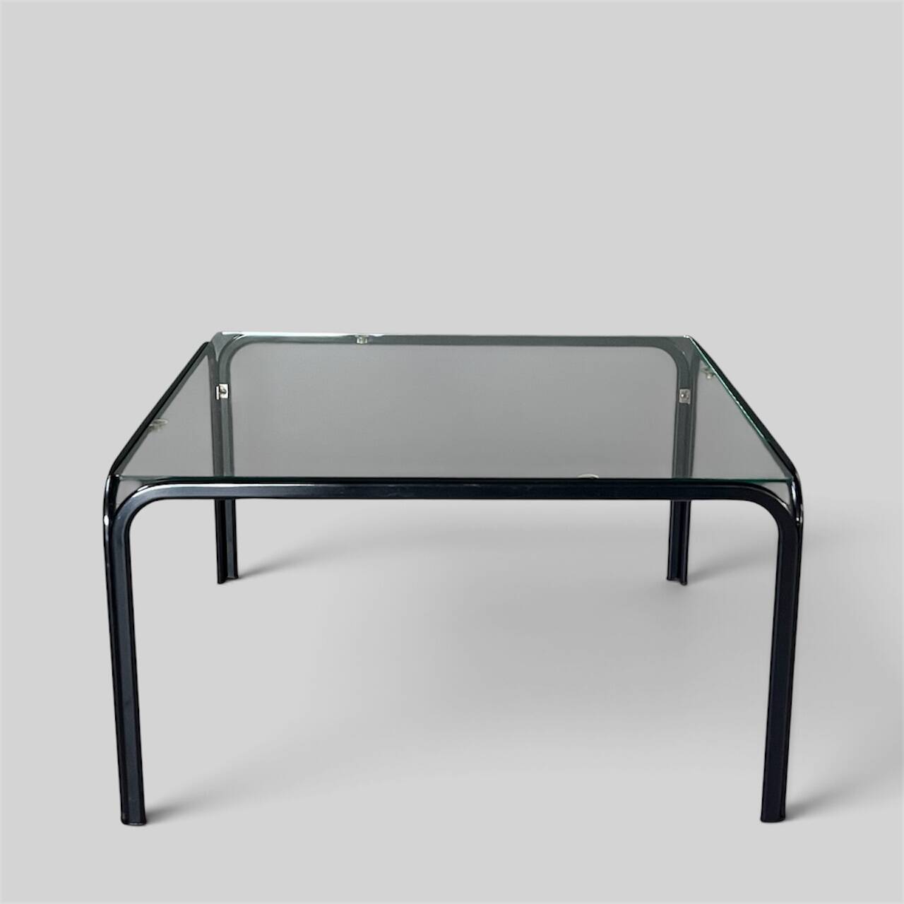 Large coffee table in glass and metal, Italy 1970s.