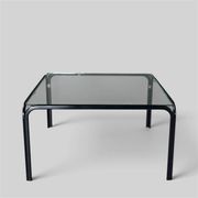 Large coffee table in glass and metal, Italy 1970s.