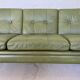 Vintage Danish mid-century Svend Skipper 3 person sofa in olive green leather 1965