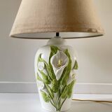 Italian ceramic lamp with arum flowers