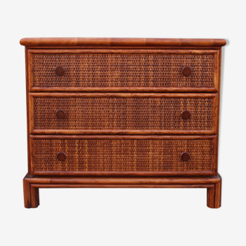 Chest of drawers Rattan prestige by Maugrion for Roche Bobois