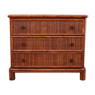 Chest of drawers Rattan prestige by Maugrion for Roche Bobois