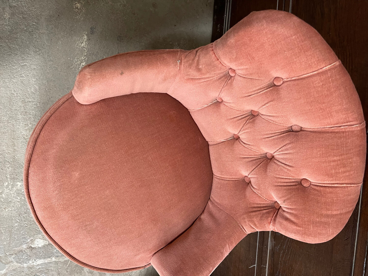 Pair of small powder pink toad armchairs