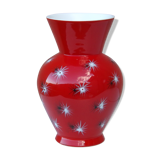Vintage red baud ceramic vase in Vallauris 50