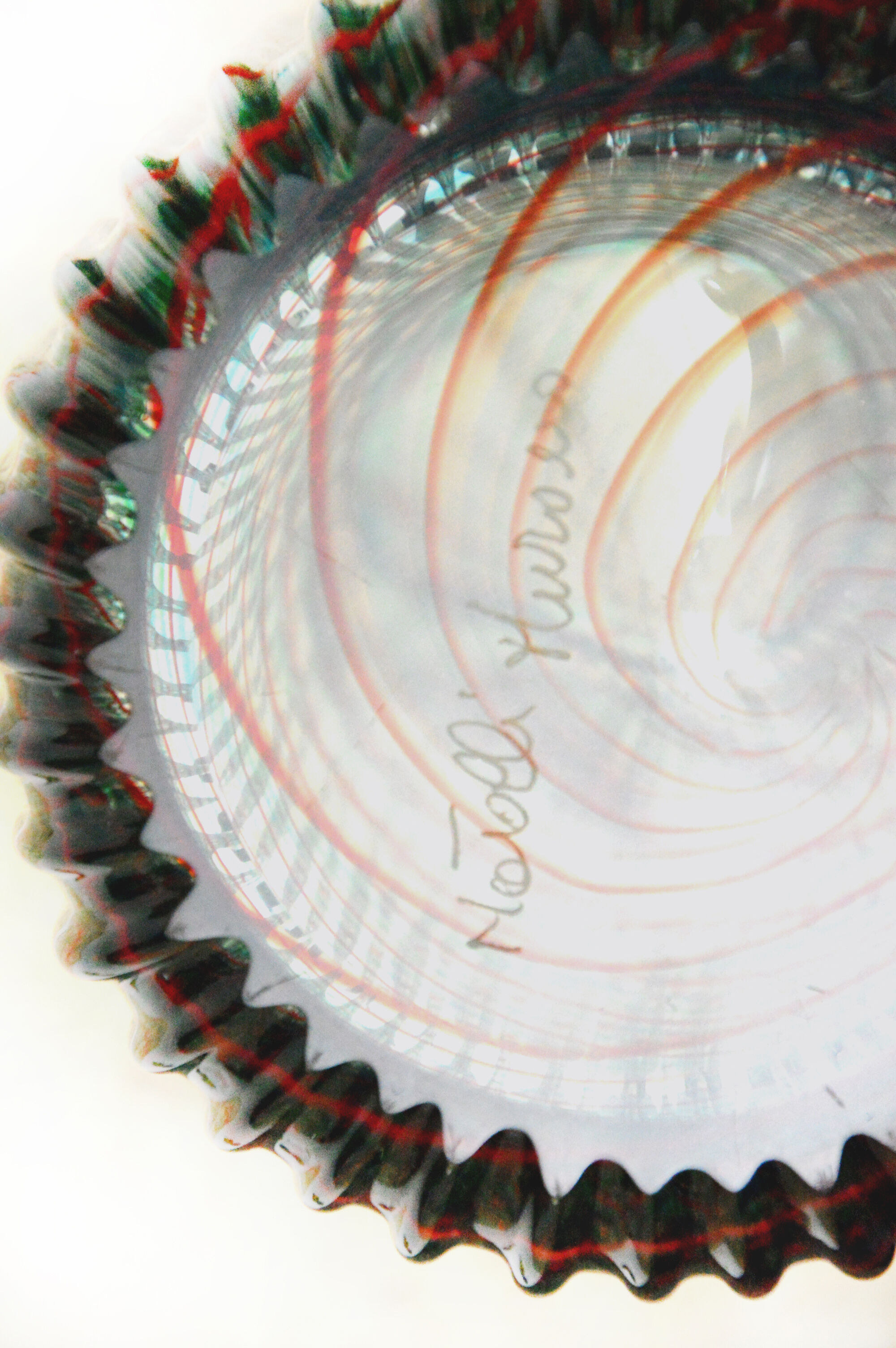 Ribbed Murano glass vase with half filigree decoration