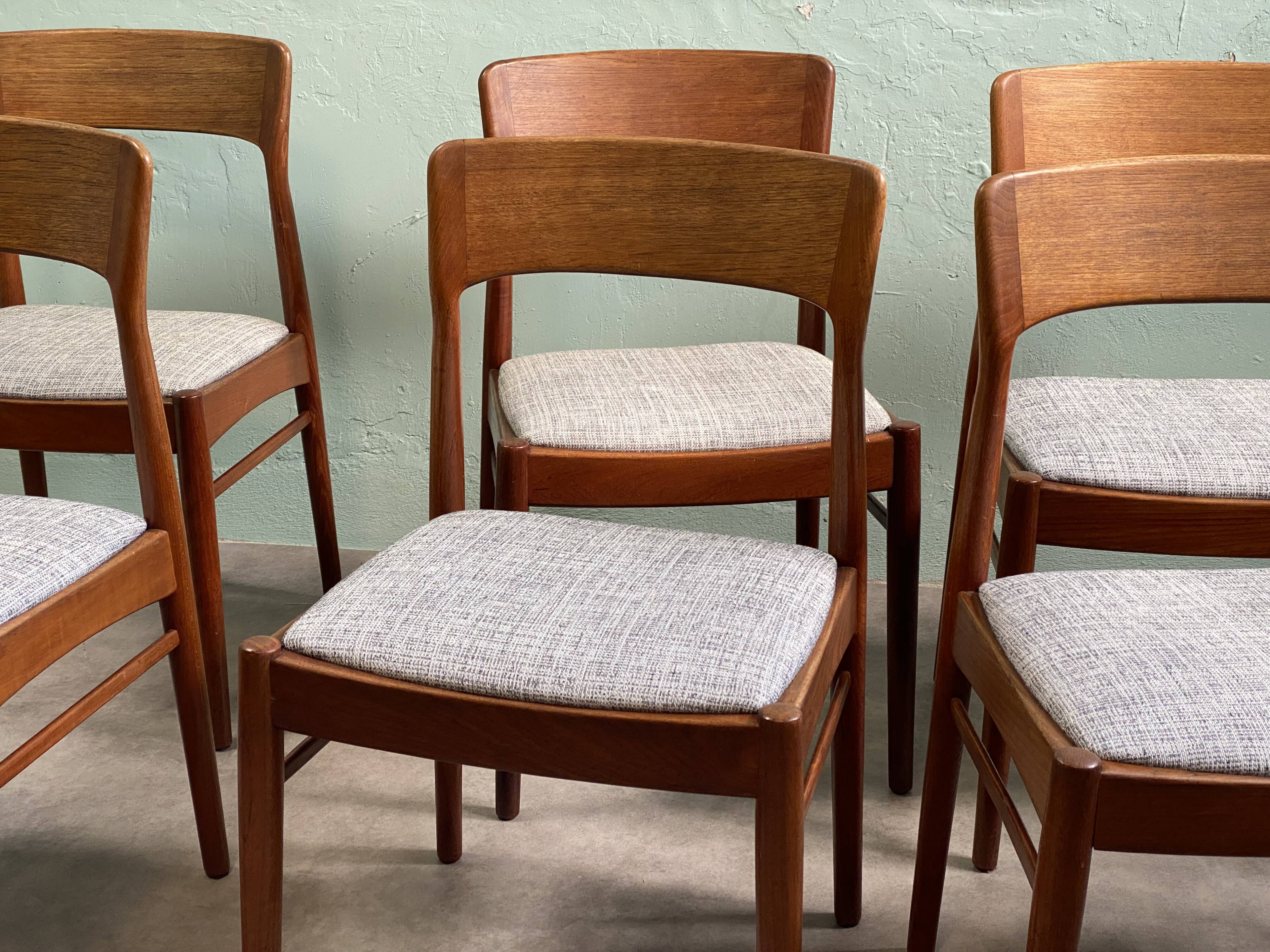 6 Danish chairs by Henning Kjaernulf in teak.