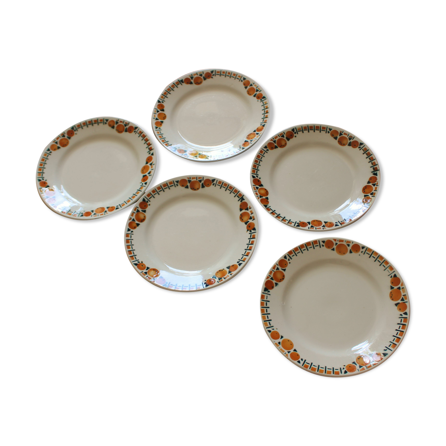 Lot 5 plates Cotentin Saint Amand Vintage Oranges