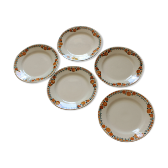 Lot 5 plates Cotentin Saint Amand Vintage Oranges