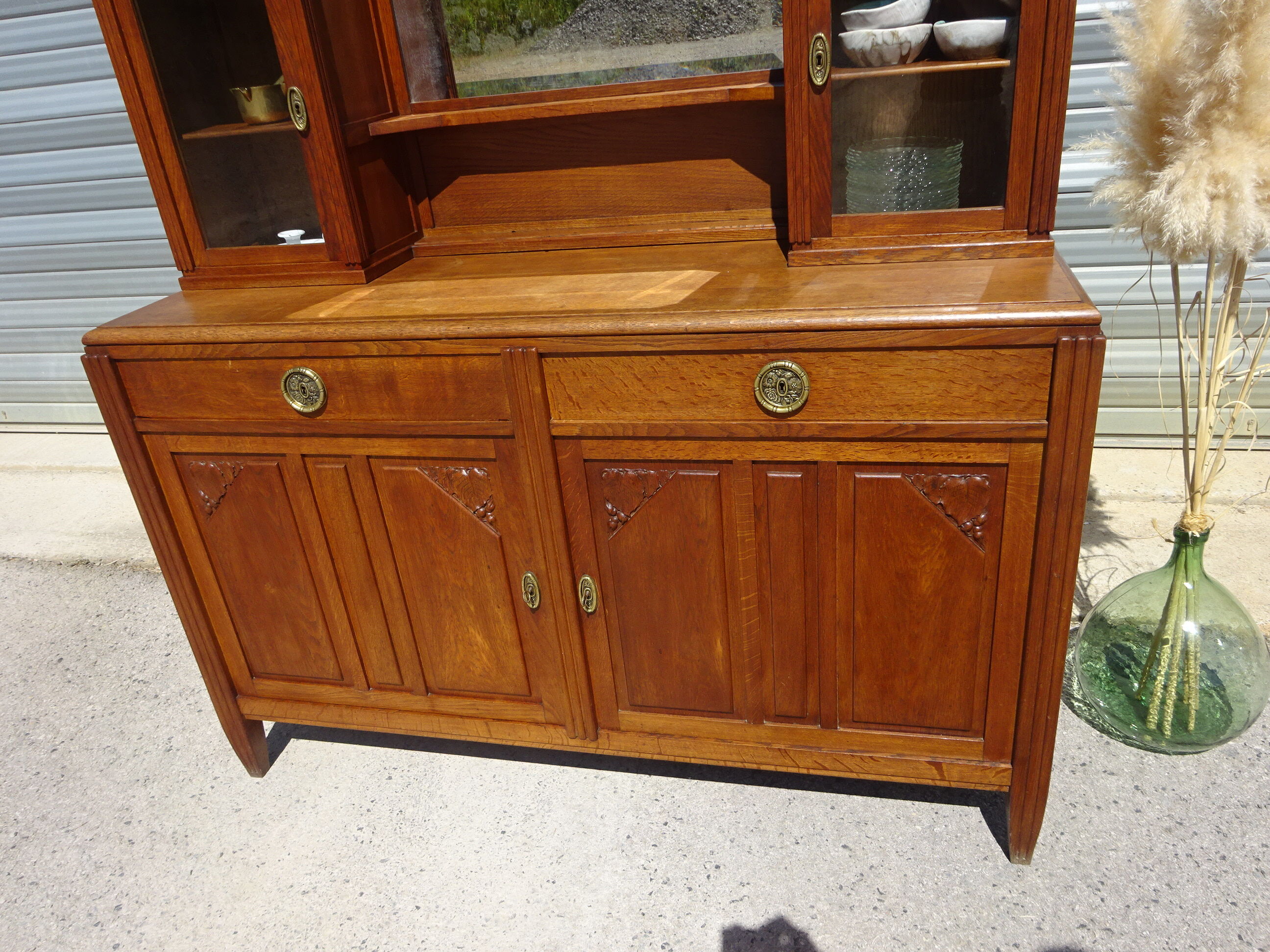 Buffet Art Déco avec guérites et miroir