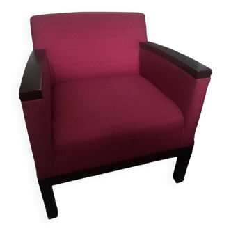 Fauteuil vintage - tissus framboise