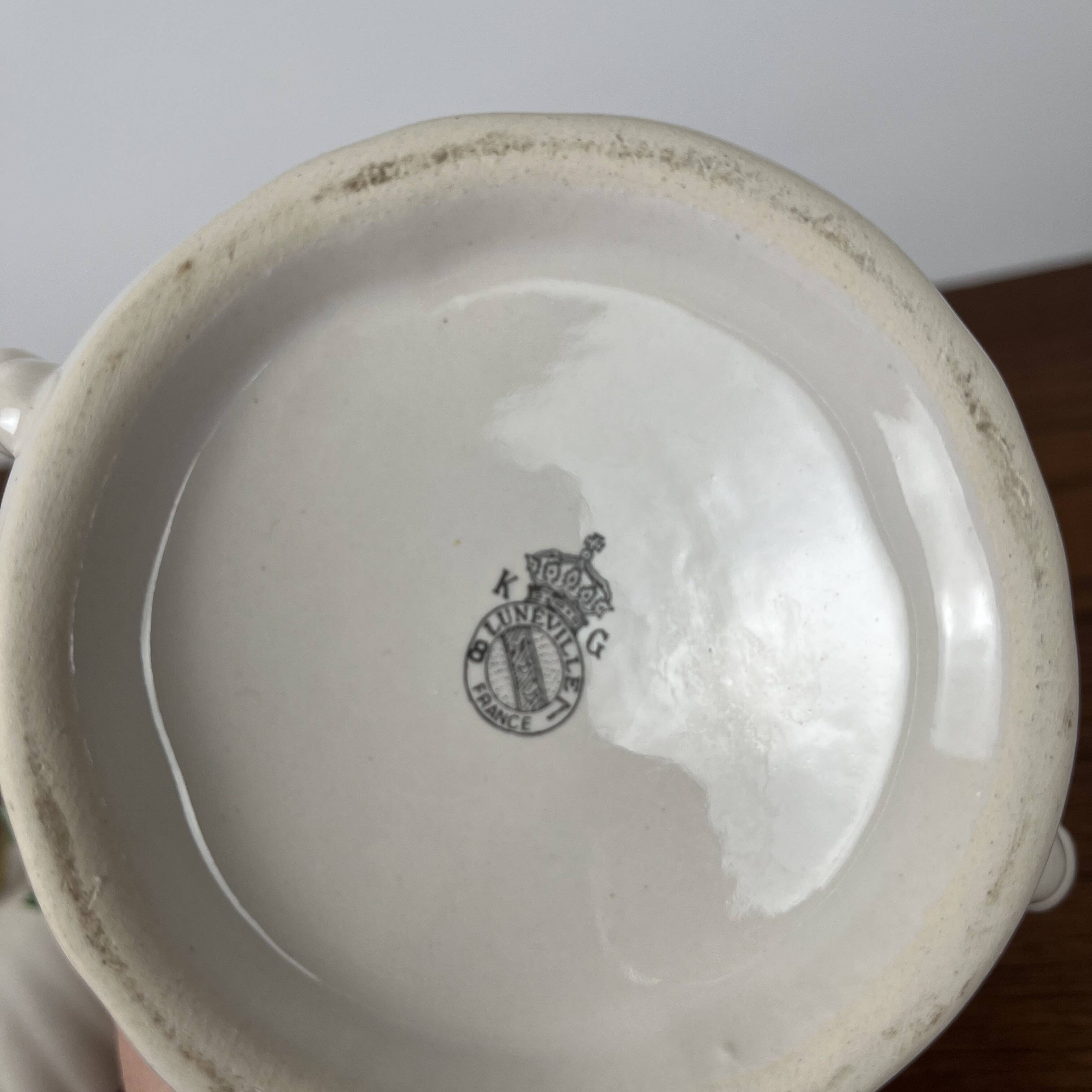 Antique Lunéville sugar bowl, Réverbère model, 1887