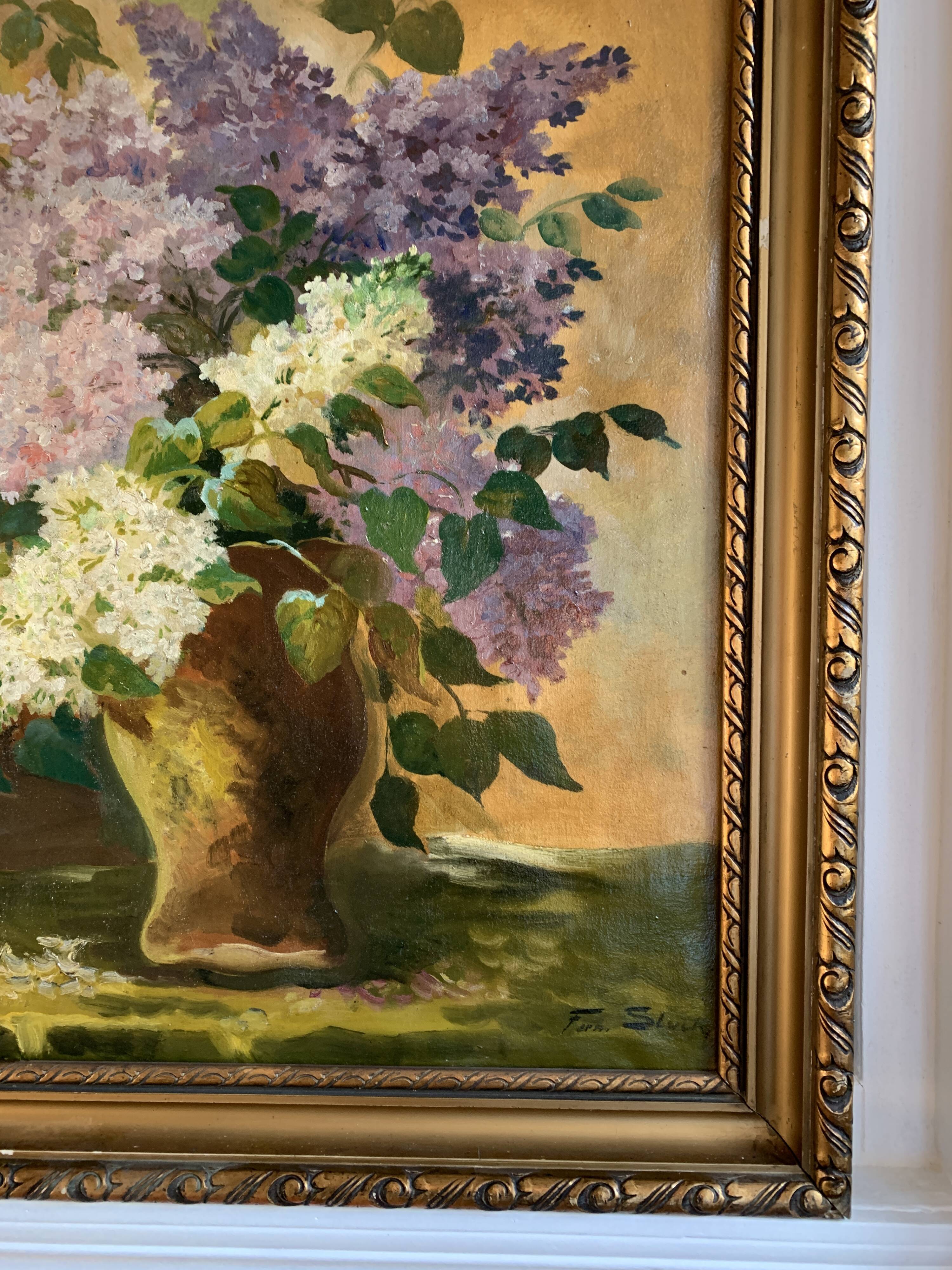 Peinture à l'huile bouquet de lilas
