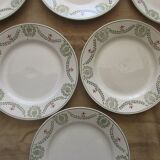 6 plates a decor floral and garland faiencerie de luneville